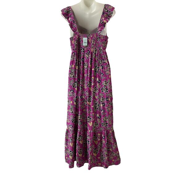 LOFT Hibiscus Halter Tiered Midi Dress Women Size 6‎ Purple Boho Cottagecore NWT - Picture 3 of 11